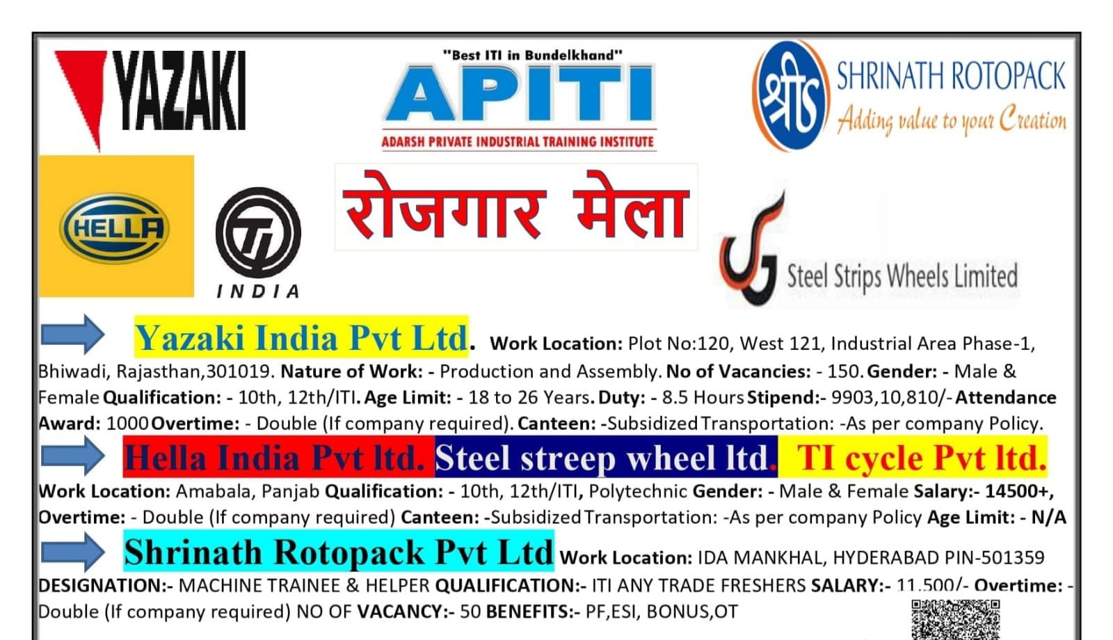 Yazaki India Others Company Campus Placement Iti Jobs