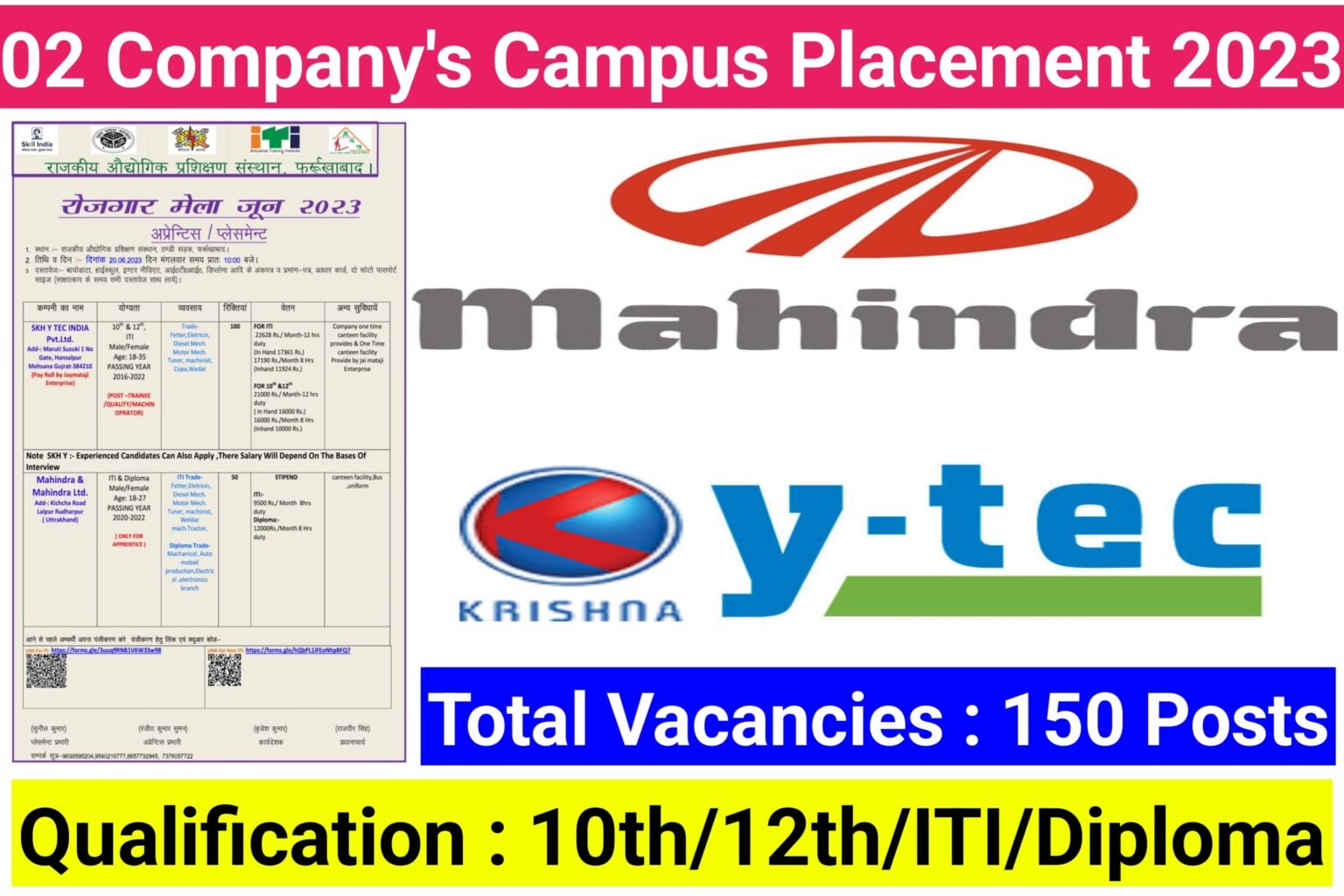 Mahindra Skh Y Tec Campus Placement Iti Jobs