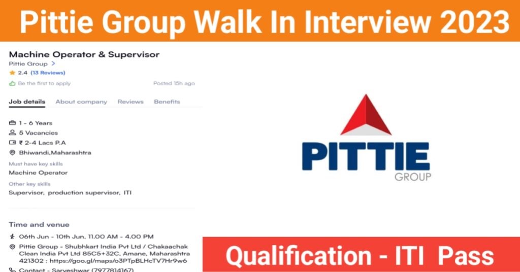 Pittie Group Walk In Interview 2023