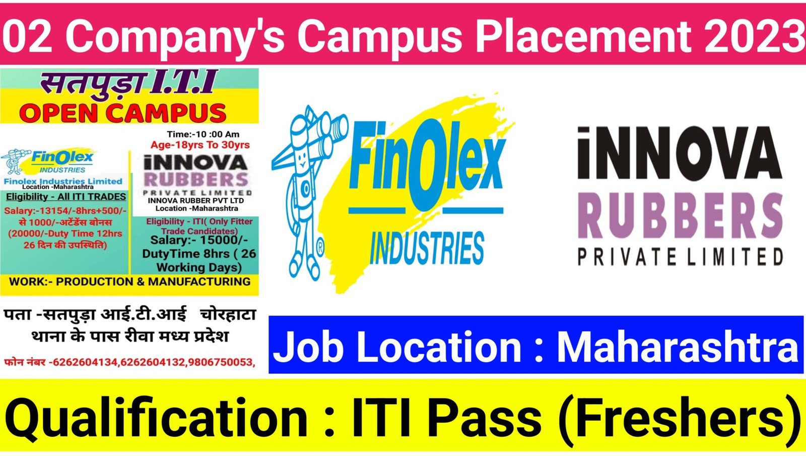 Finolex Industries & Innova Rubbers Campus Placement 2023